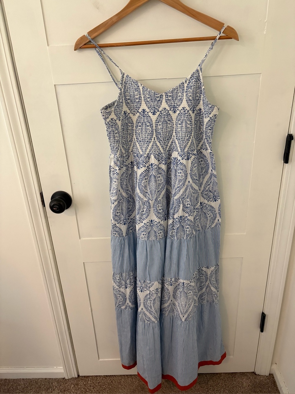 THML Tiered Smocked Cotton Midi Dress. Size Medium. - Picture 3 of 15